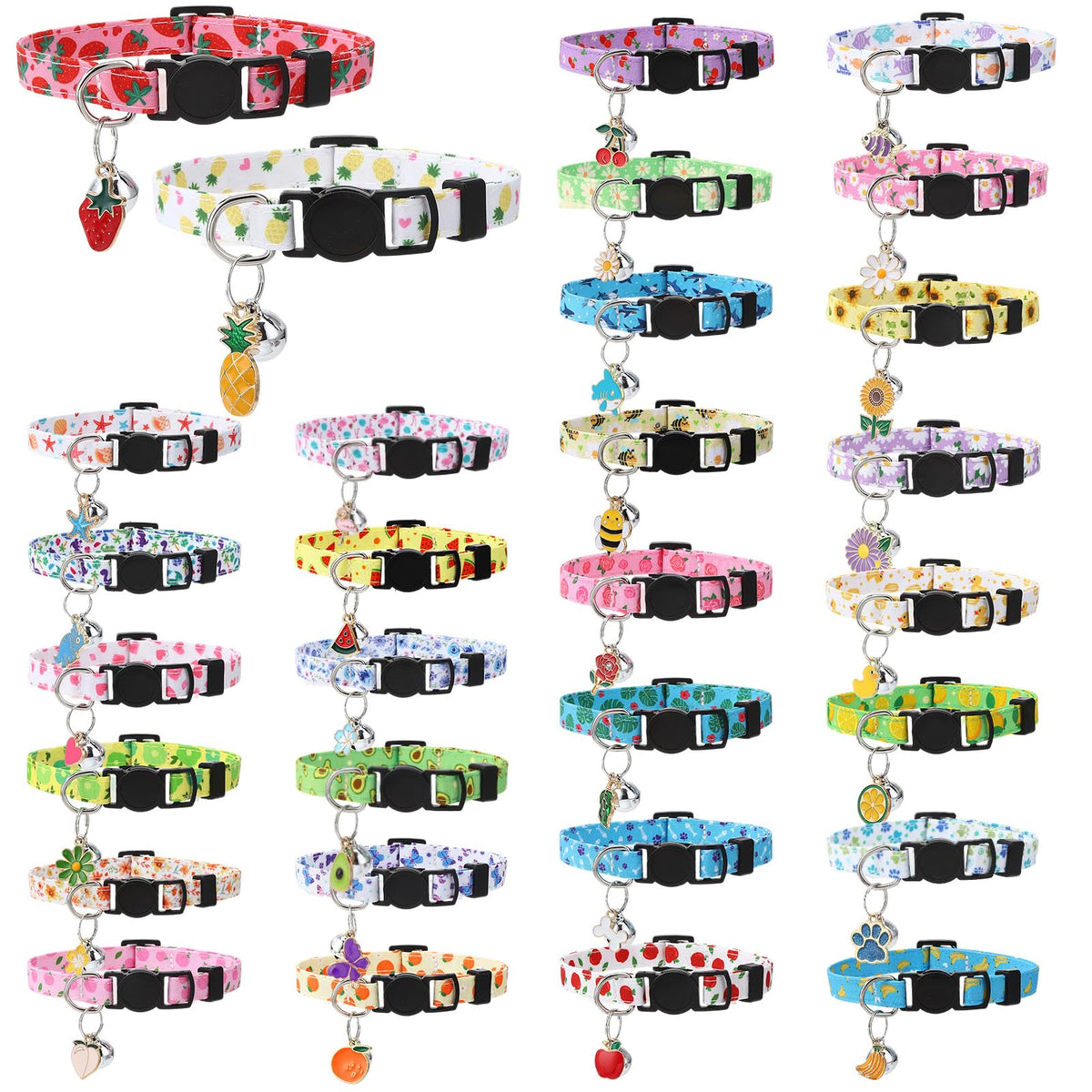Guiqulai floral cat collar close-up showing soft fabric for comfortable all-day wear.