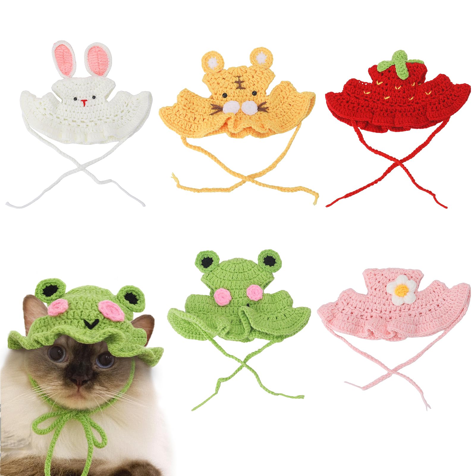 Guiqulai frog hat for pets — soft knit keeps small cats warm for photos