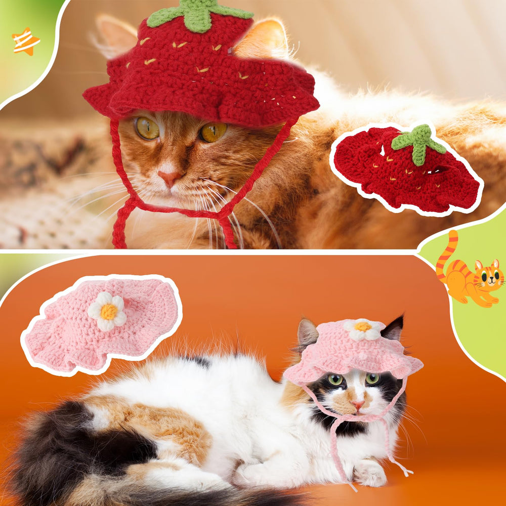 Guiqulai pink flower hat for pets — soft fibers with floral detail for cute moments