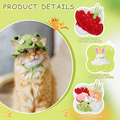 Guiqulai strawberry hat for pets — charming knit adds playful flair to photos