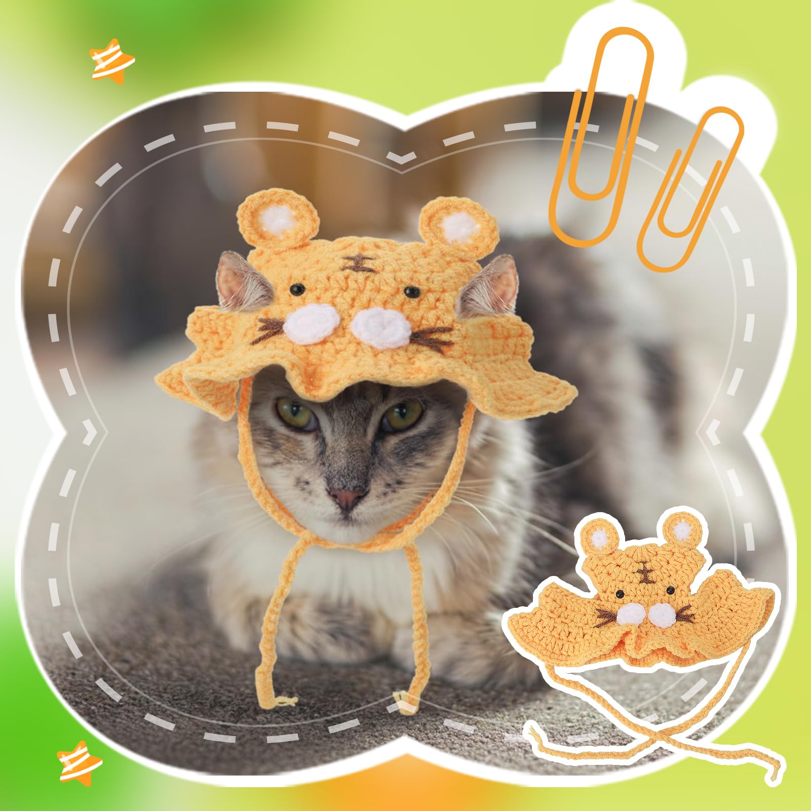 Guiqulai tiger hat for pets — bold stripes knit for characterful photos