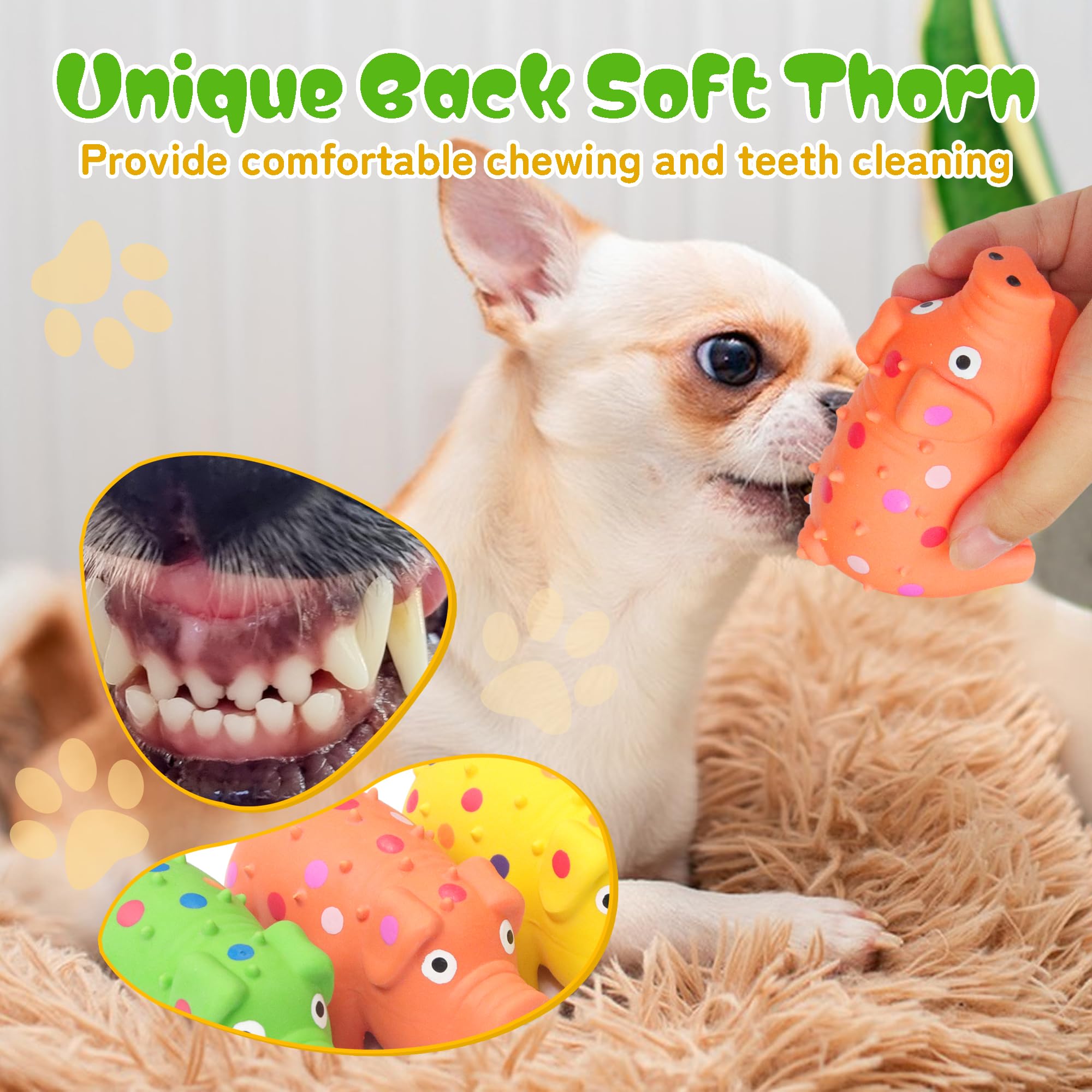 Guiwawa three-pack packaging featuring orange, green, and yellow squeaky pig toys.