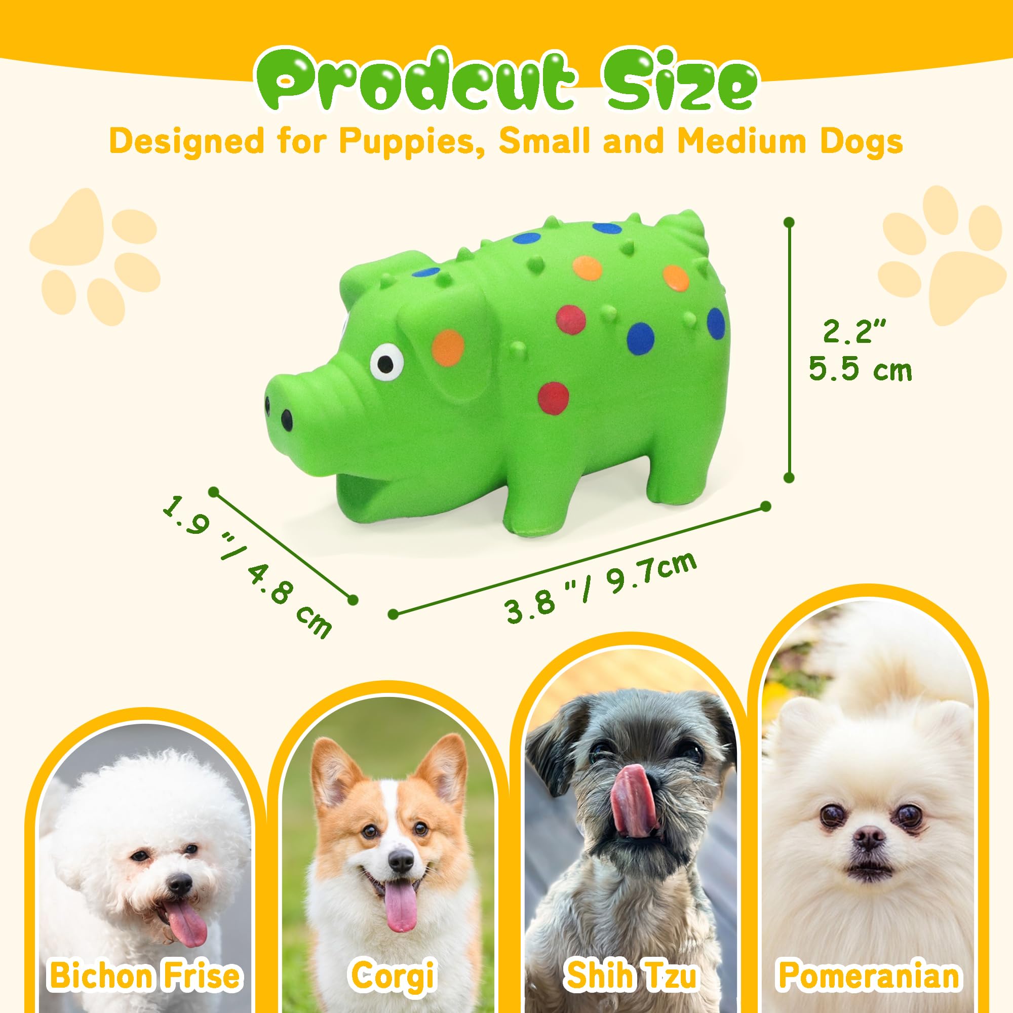 Guiwawa yellow squeaky pig toy ideal for puppies teething and chewing sessions.