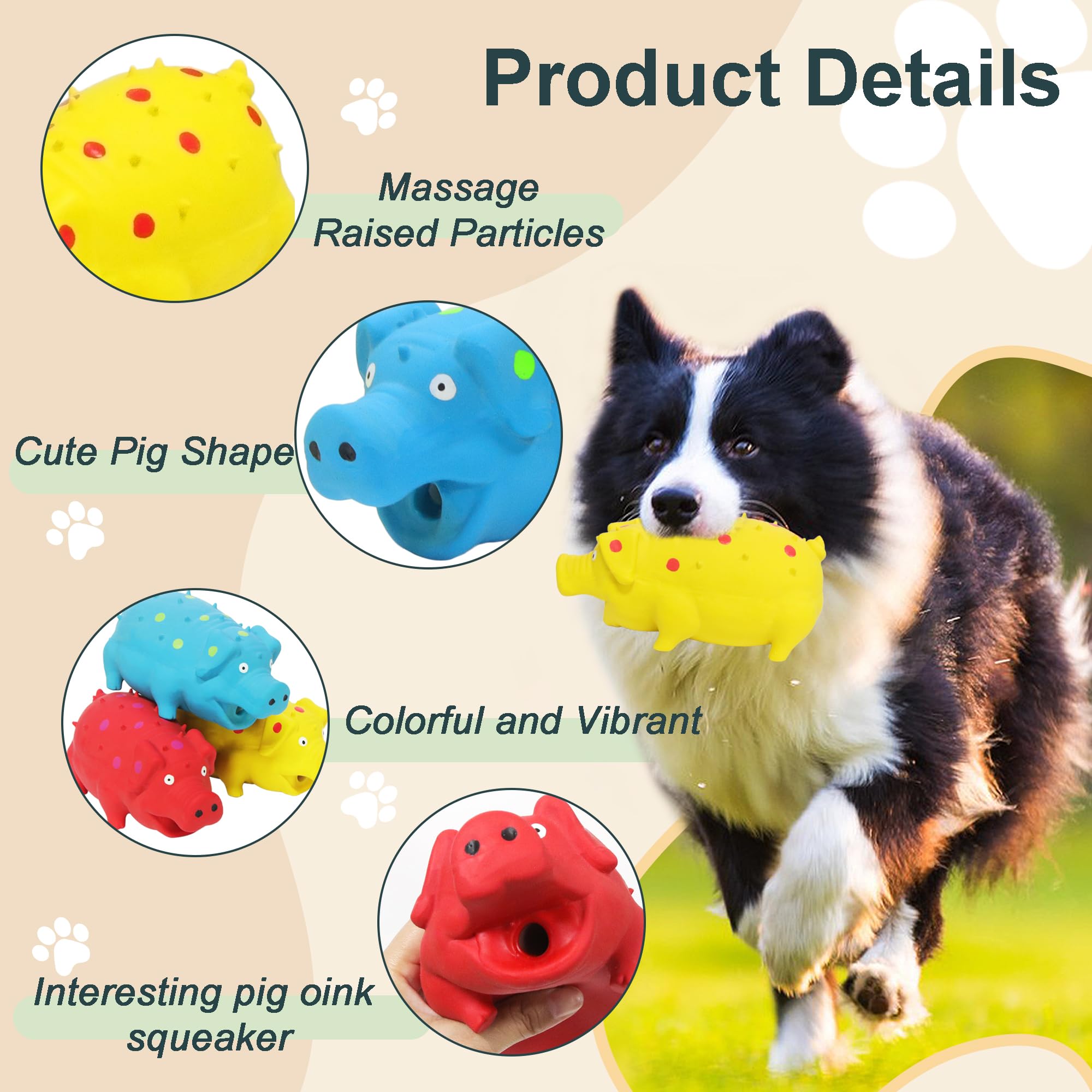 Guiwawa pig toy with built-in squeaker for interactive dog play.