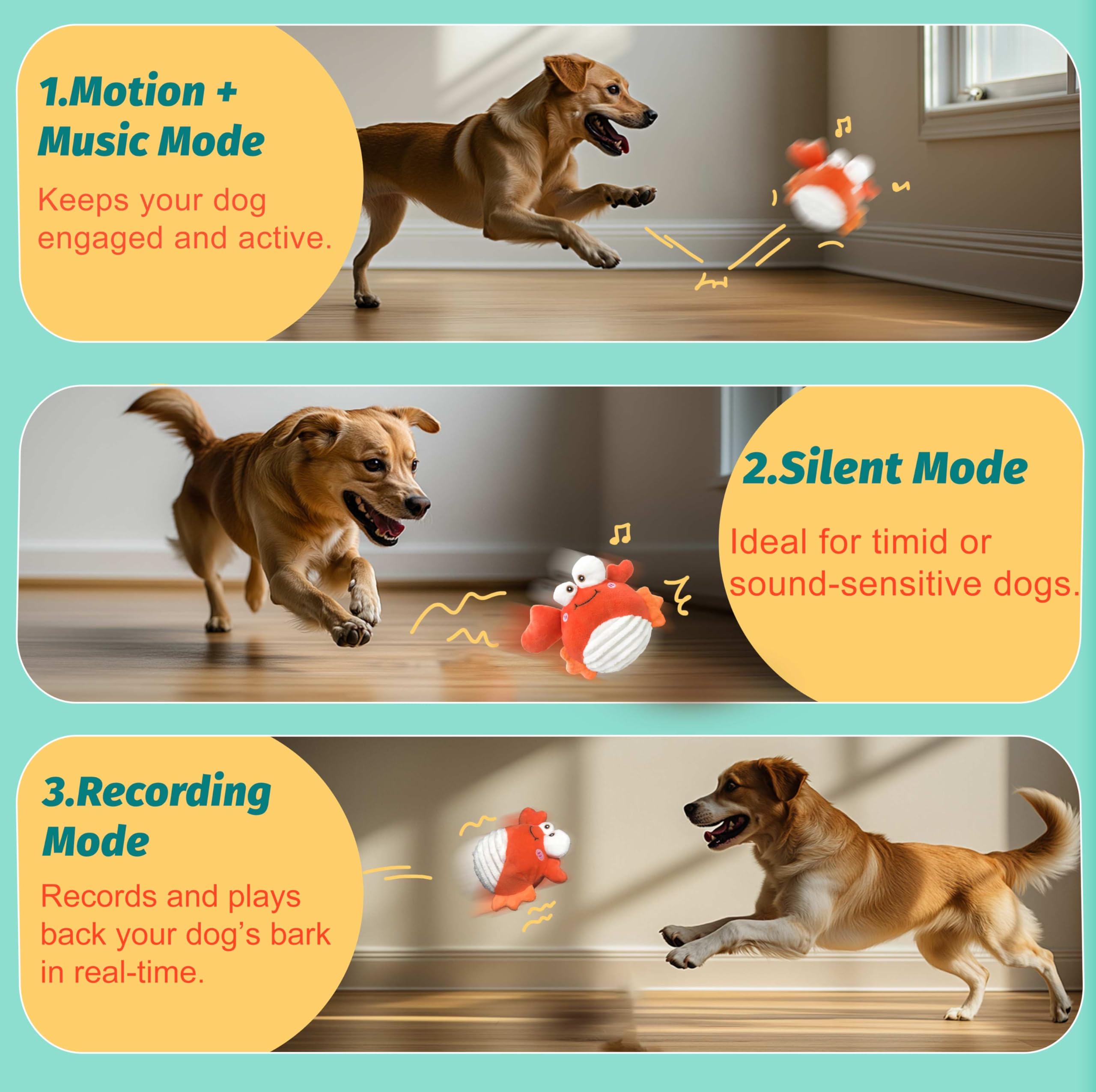 GUKCO Crab toy with rechargeable battery enabling longer play sessions.