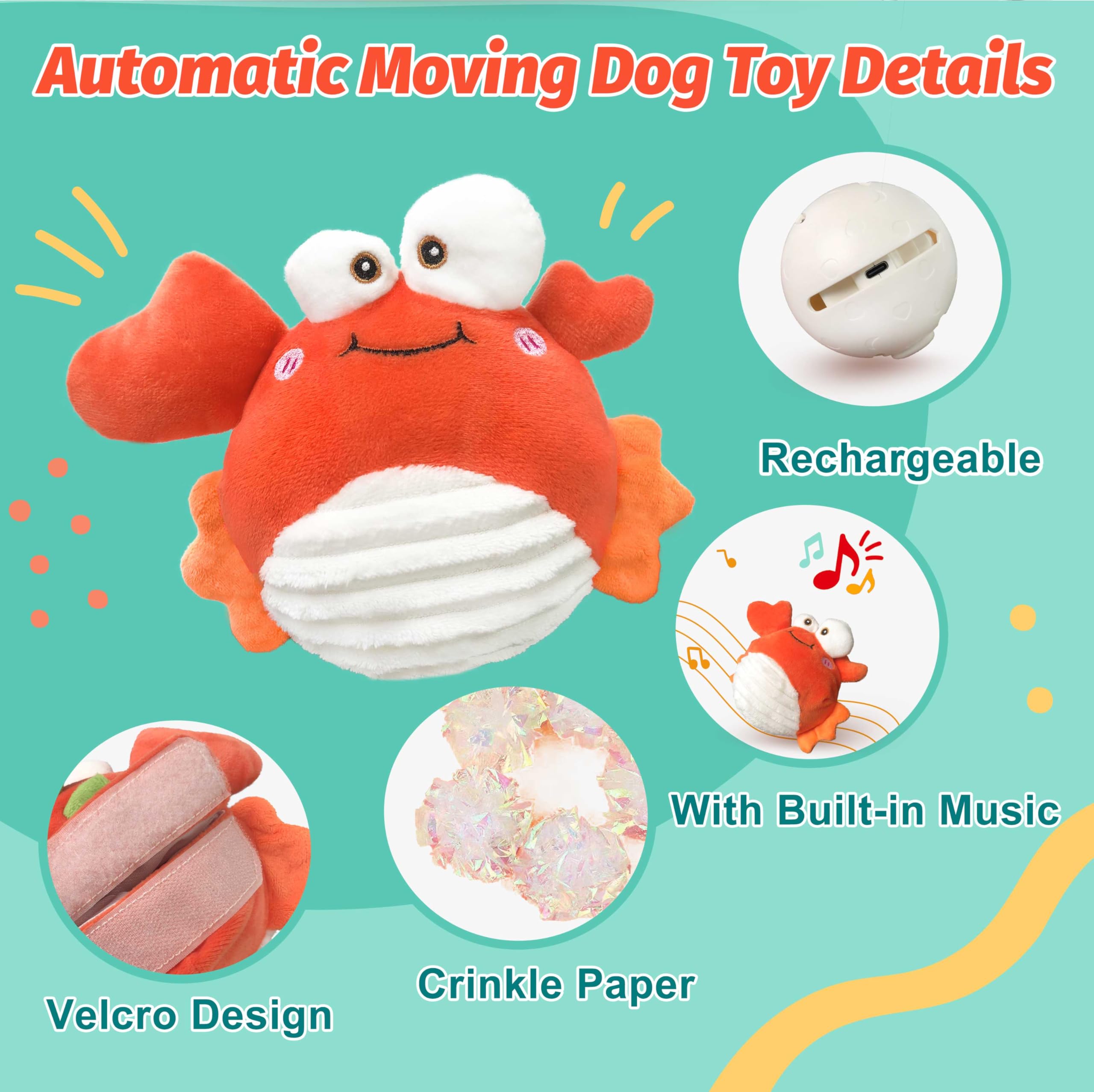 GUKCO Crab toy in Silent Mode for quiet play with sensitive dogs.