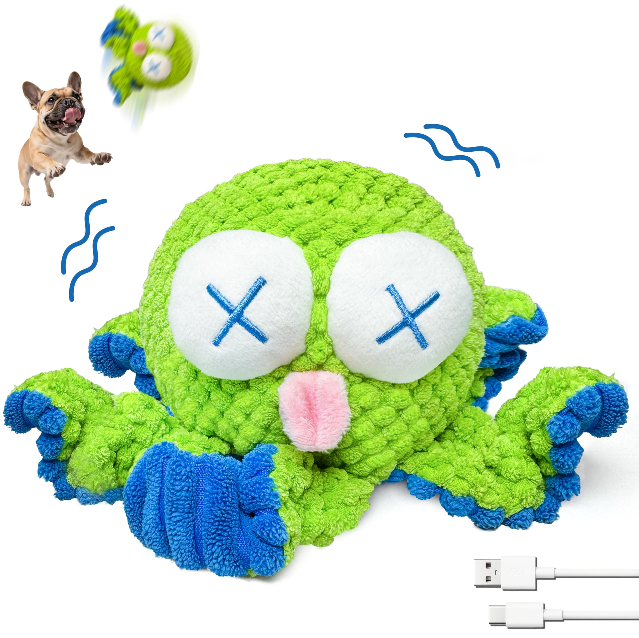 GUKCO Interactive Octopus Dog Toy shows durable fabric for tug-of-war play