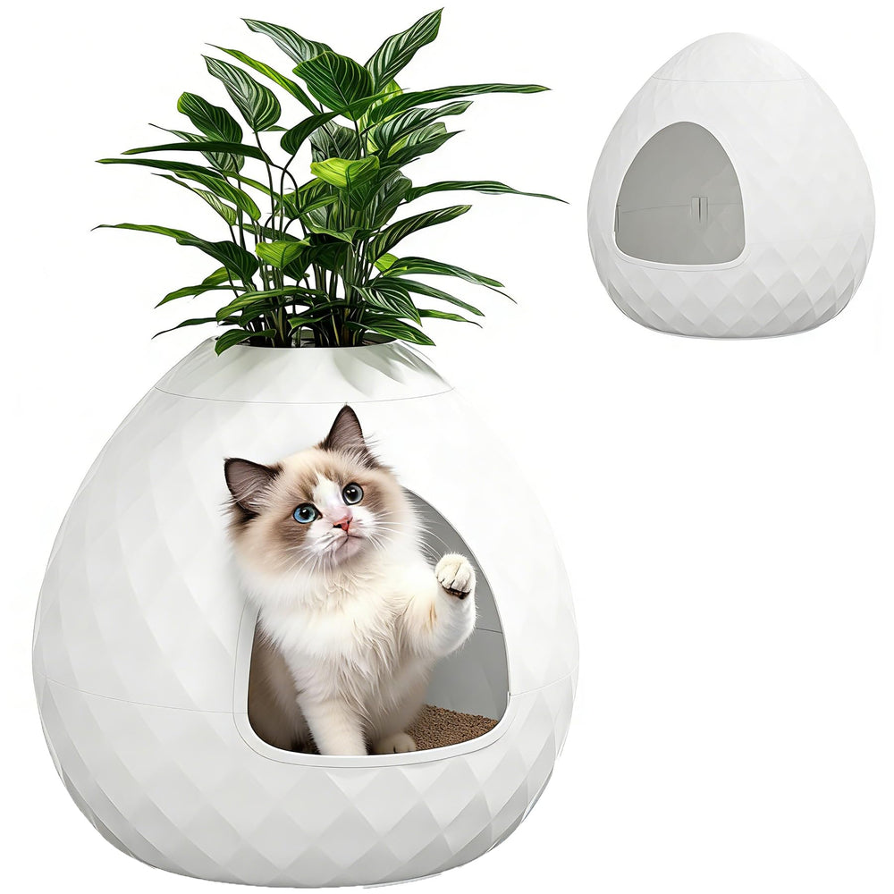 GULAIMOAO egg-shaped litter box enclosure blends with living room decor for discreet pet care