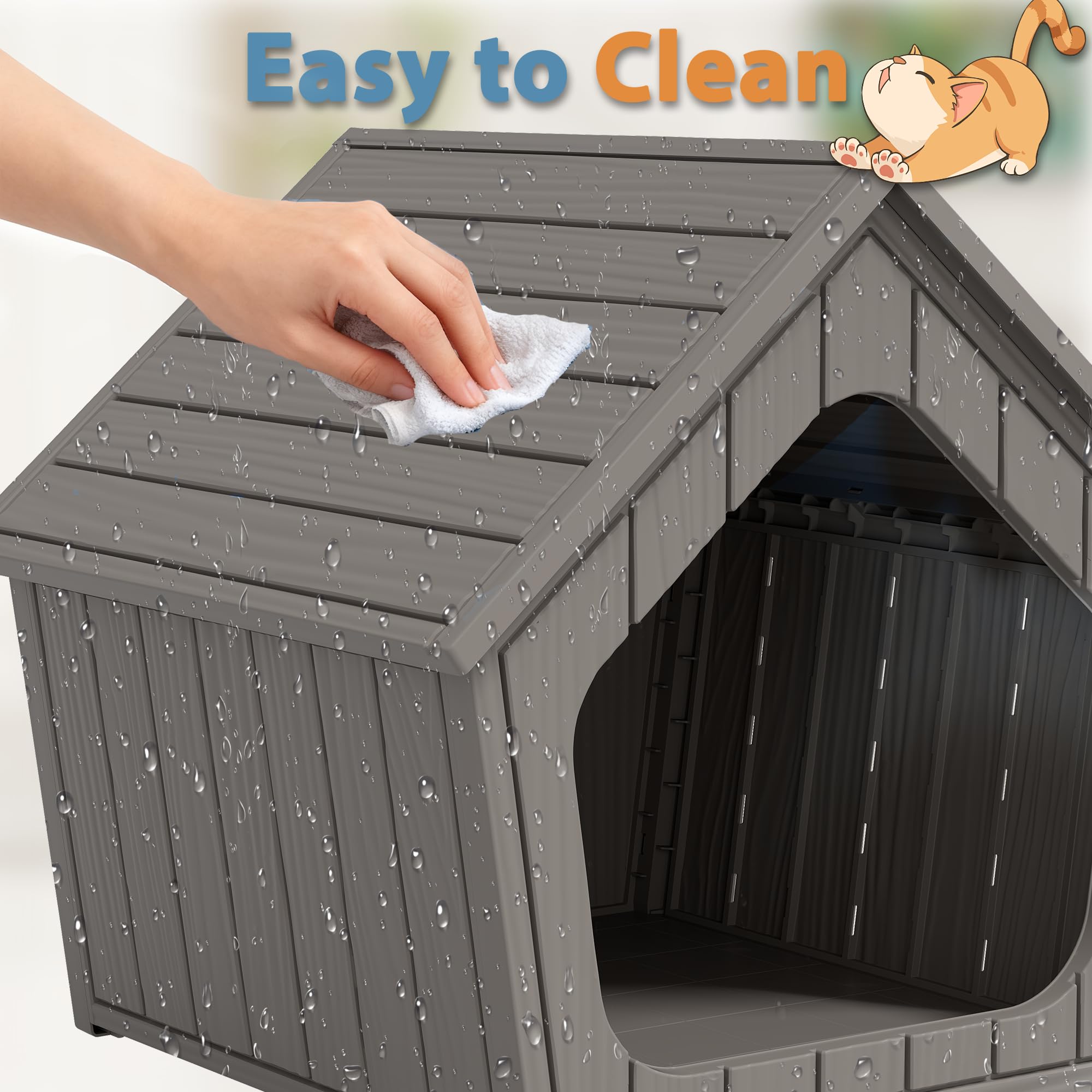 GULAIMOAO grey cat house showing concealed vents and privacy