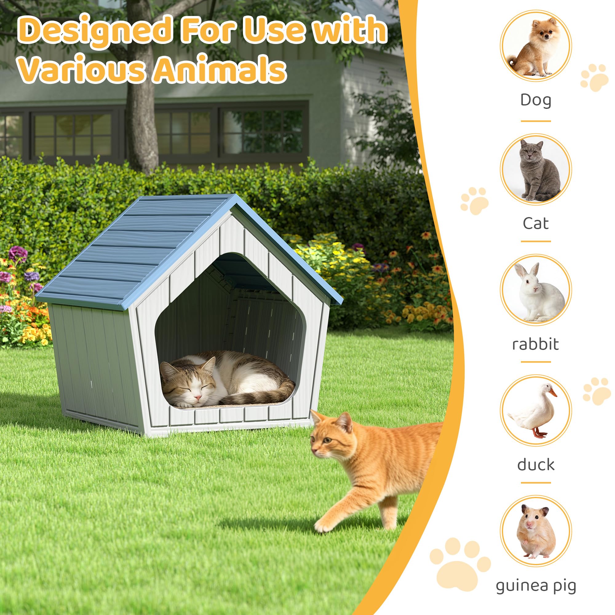 GULAIMOAO Outdoor Cat House weatherproof material suitable for indoor and outdoor placement.
