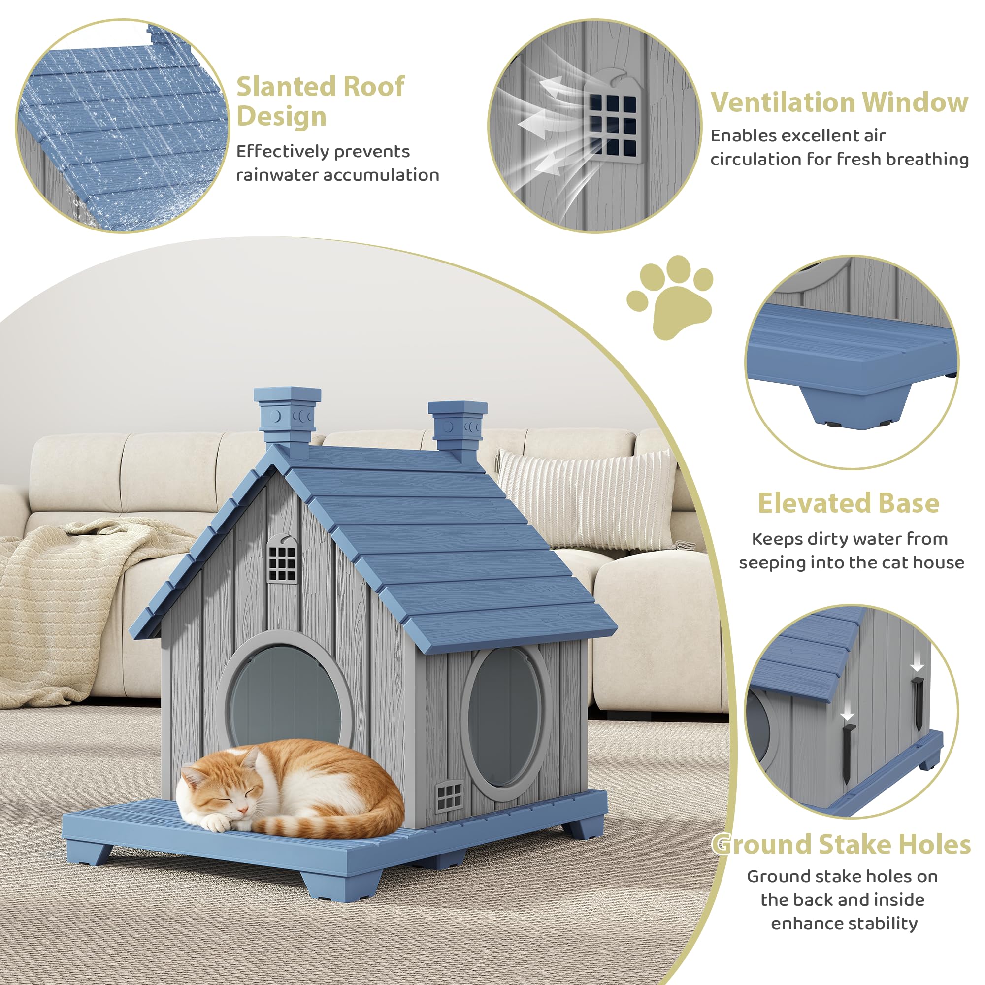 GULAIMOAO dual door ventilation offers airflow and optional privacy for pets.