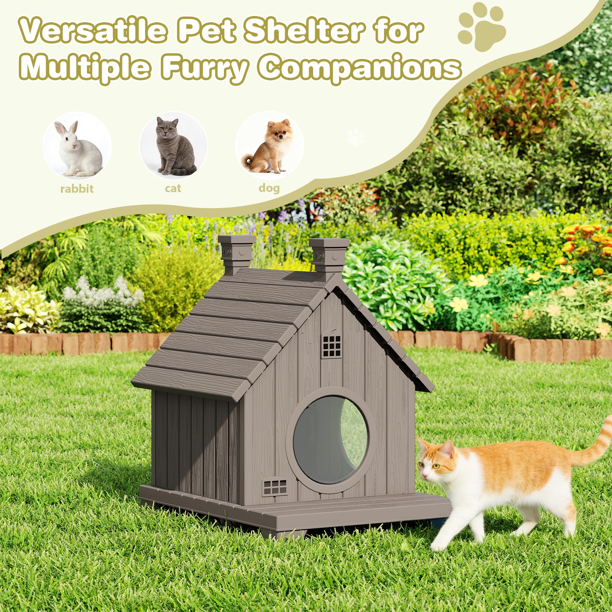 GULAIMOAO cat house entry with dual doors illustrating flexible access and privacy
