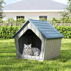 GULAIMOAO Outdoor Cat House front view highlighting weatherproof design for outdoor use.