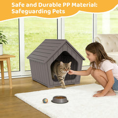 GULAIMOAO outdoor cat house sized for small pets like cats, rabbits, and small dogs.