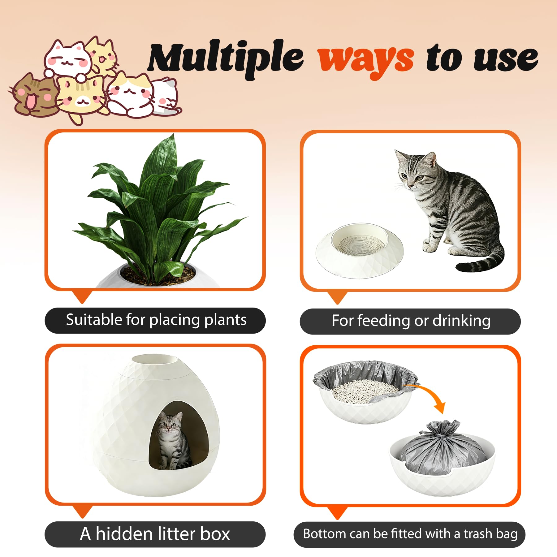 GULAIMOAO spacious 20.1-inch height provides roomy interior for cats of all sizes