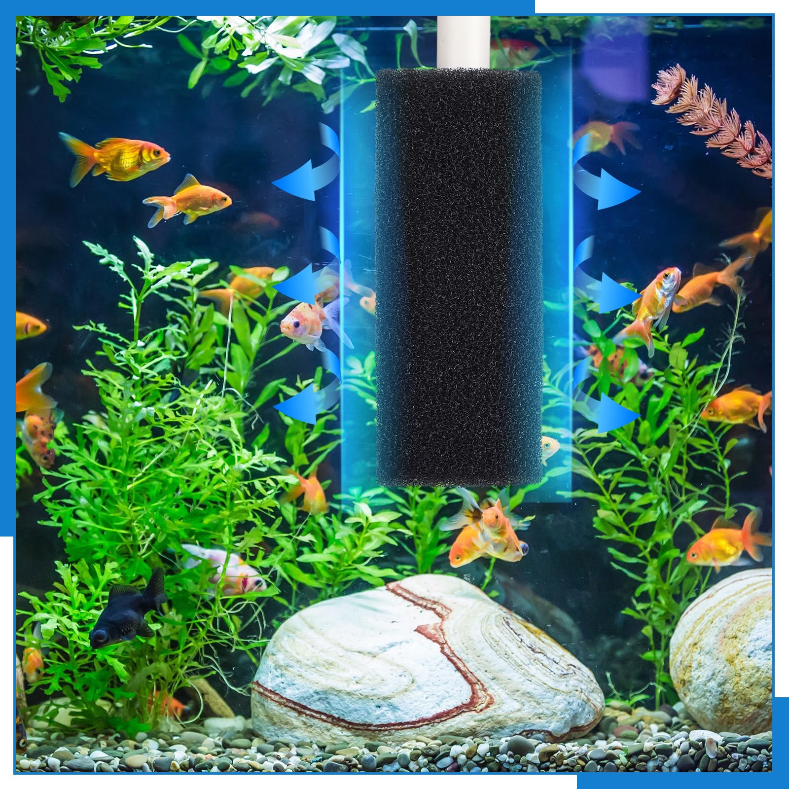 Gulfmew aquarium filtration sponge kit enhances biological filtration and oxygen levels