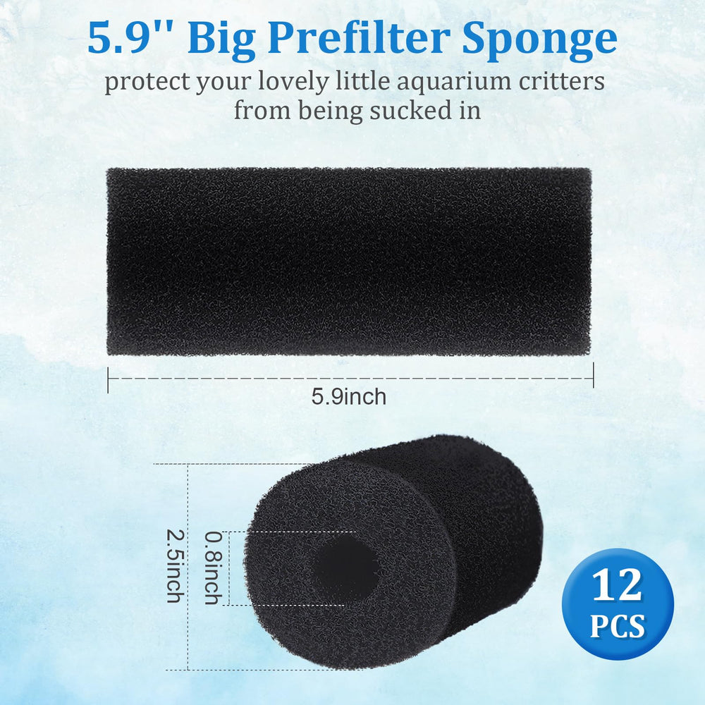 Gulfmew sponge 5.91 x 2.56 in fits pre-filter, improves water flow and filtration