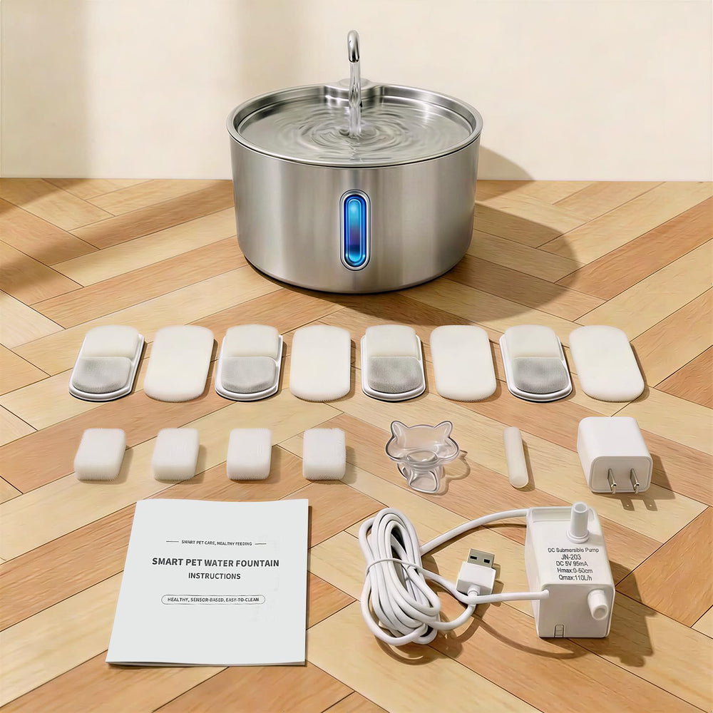 GULUNOOK quiet operation image portrays near-silent pet fountain use