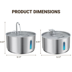 GULUNOOK cat fountain side view highlighting durable stainless steel surface