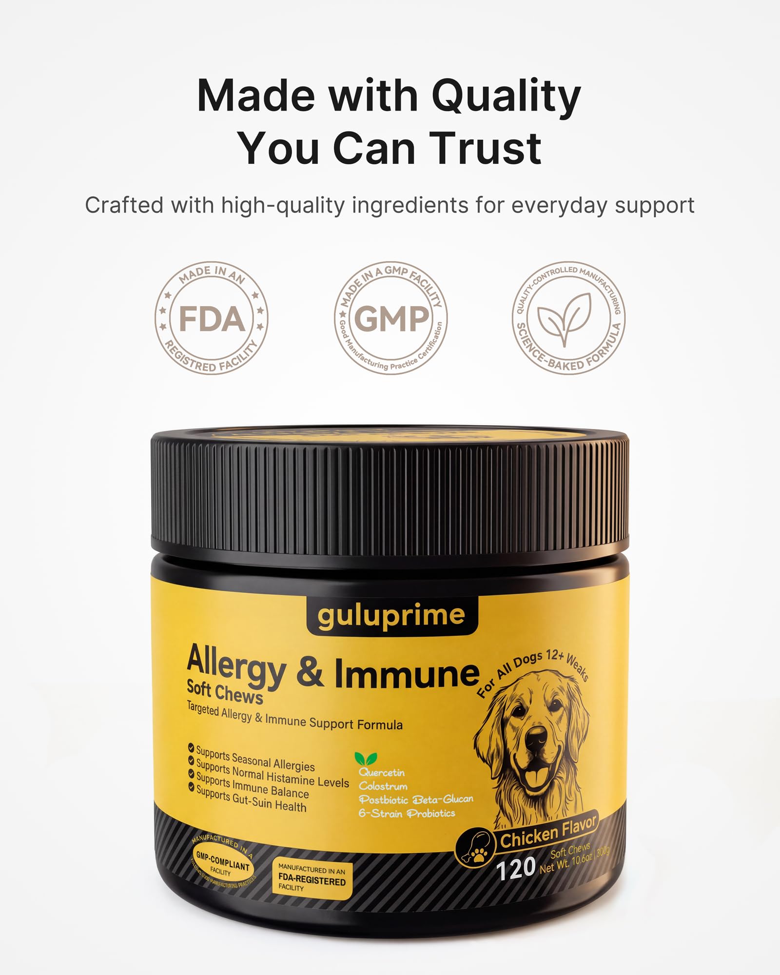 Guluprime dog allergy chews daily-use formula for consistent support