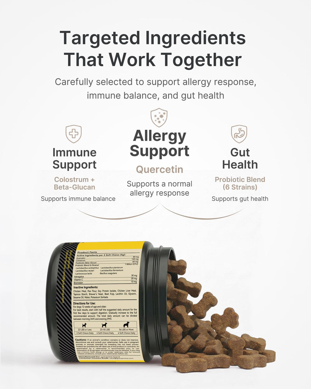 Guluprime dog allergy chews natural flavors support palatability and immune balance