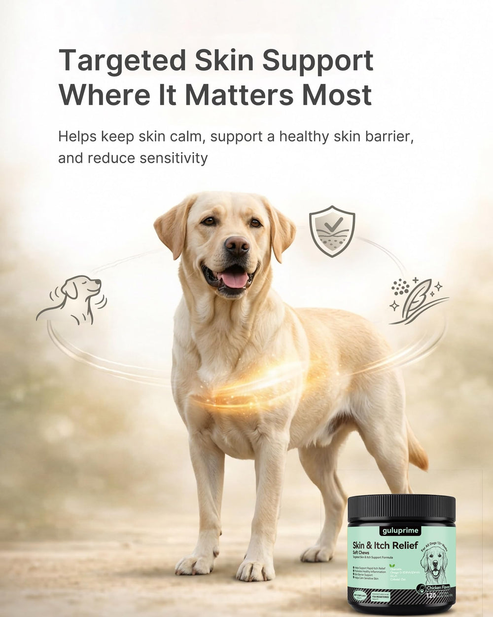 Guluprime skin and coat balance supports ongoing dog skin health