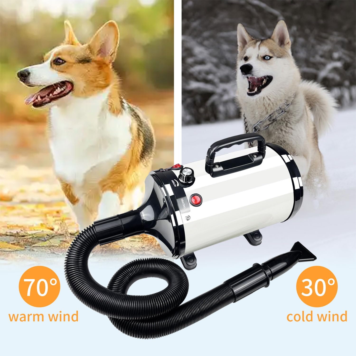 GULUQI nozzle attachments support versatile grooming for varying coat lengths.