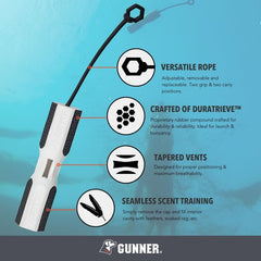 GUNNER water retrieving dummy designed for buoyant, quick-dry use.