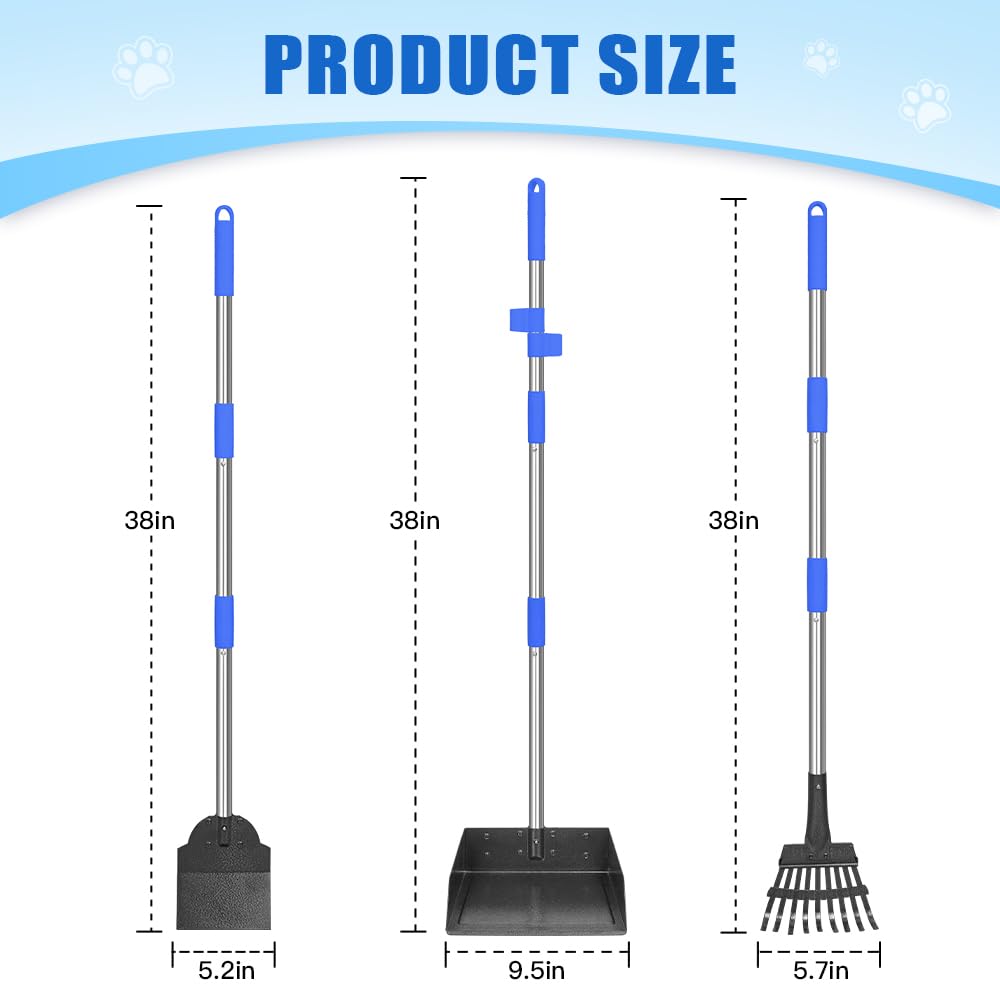 GUOOUG pooper scooper with 38-inch handle for standing scooping