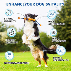 GuruAmi 40-in-1 dog vitamins chew close-up probiotics promotes gut balance.
