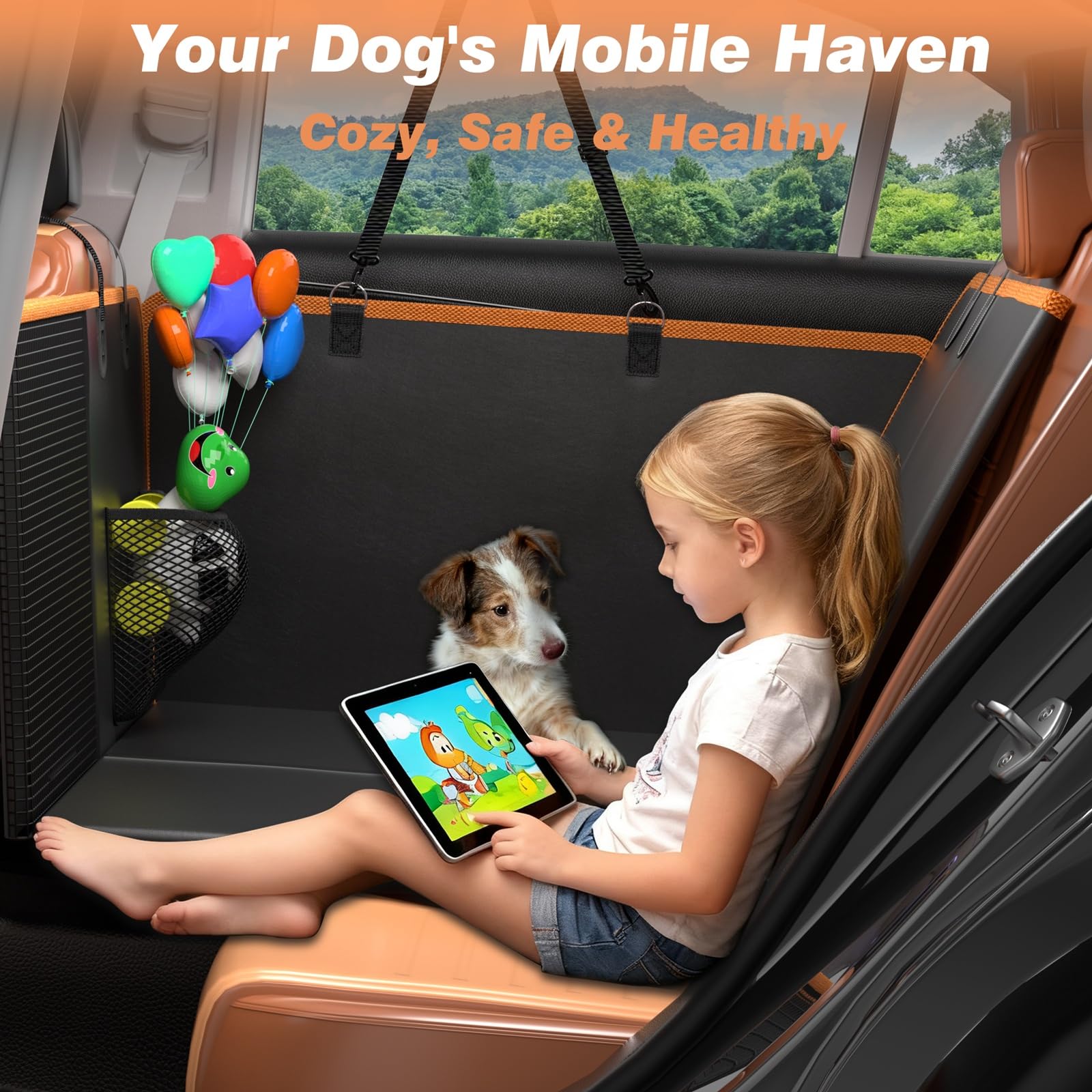 Gusil included dog leashes help secure your pet safely in the car.