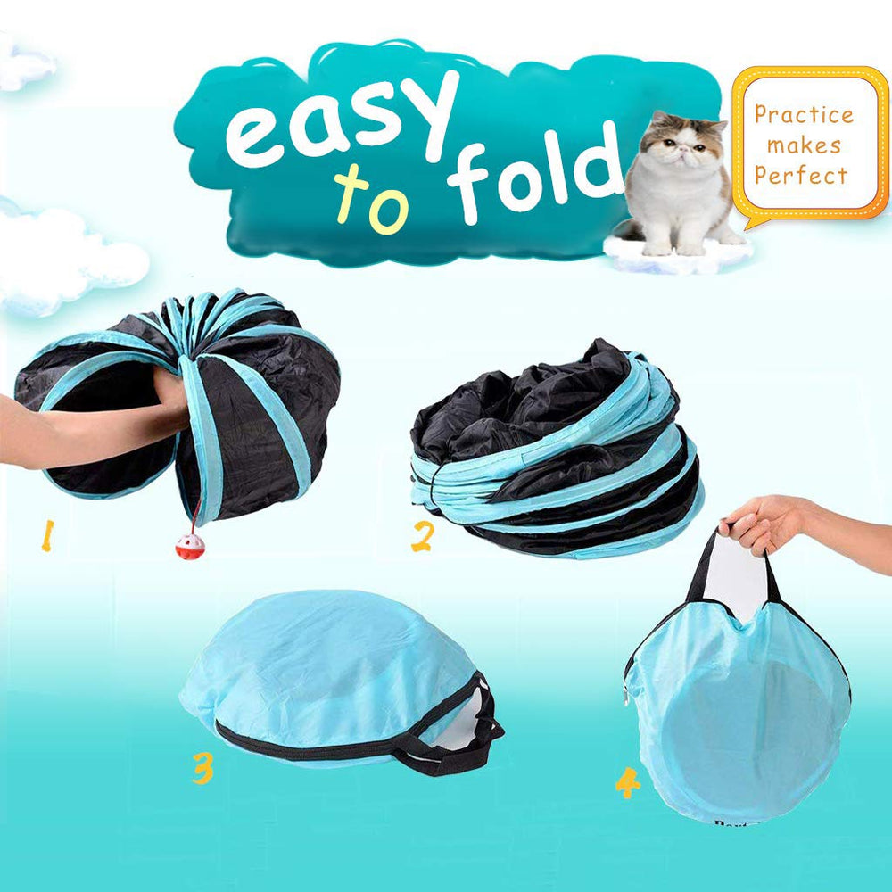 GUSTYLE Cat Tunnel 5 Way folded storage bag for easy travel and compact storage.