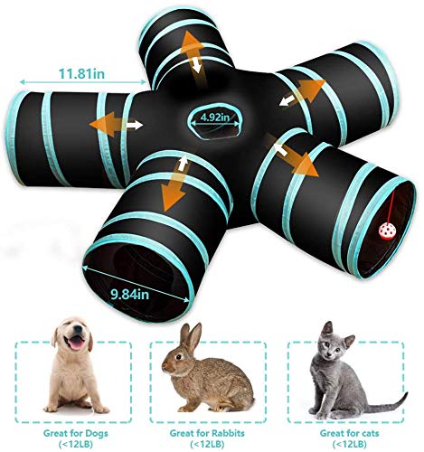 GUSTYLE Cat Tunnel 5 Way outdoors-ready design for playful exploration in sheltered spaces.