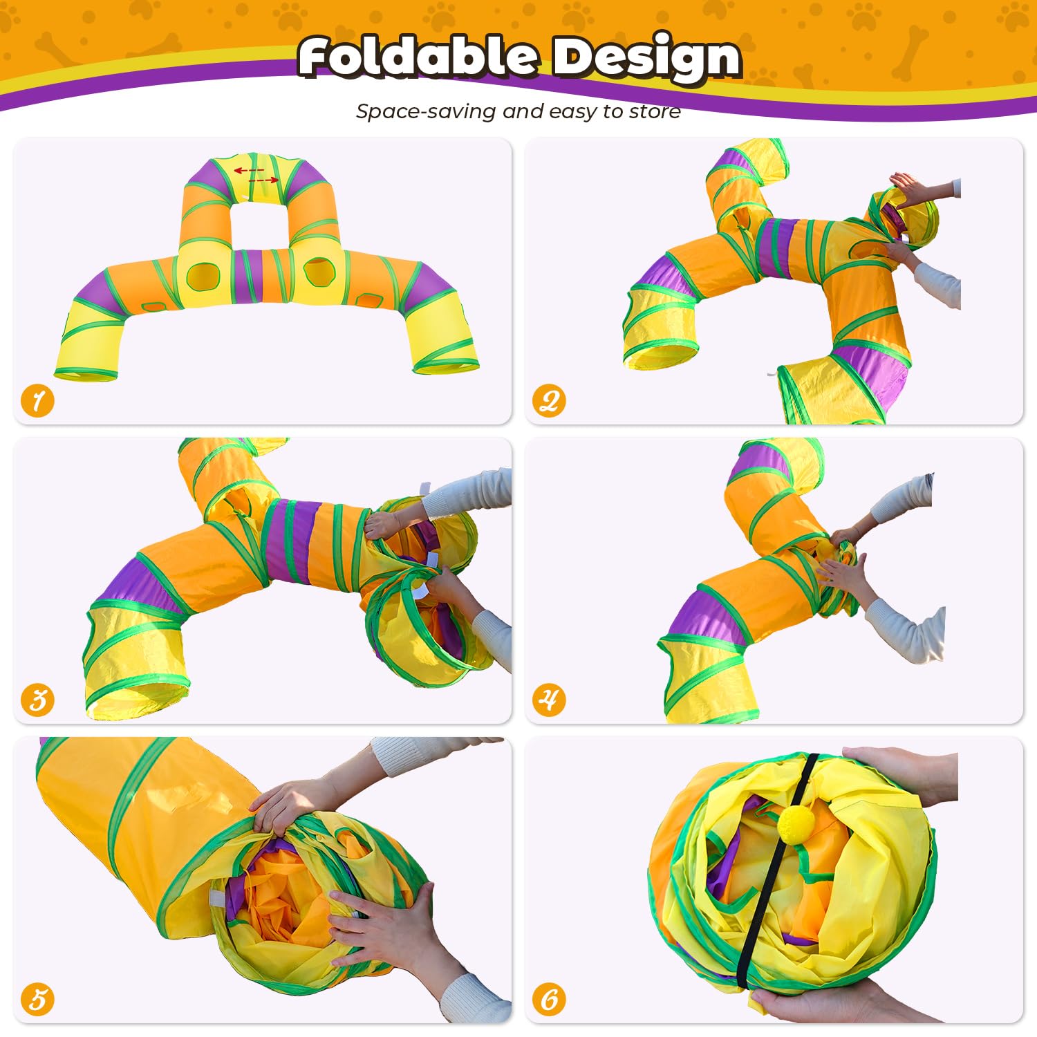 GUSTYLE Cat Tunnel large durable material withstands claws and playful bites