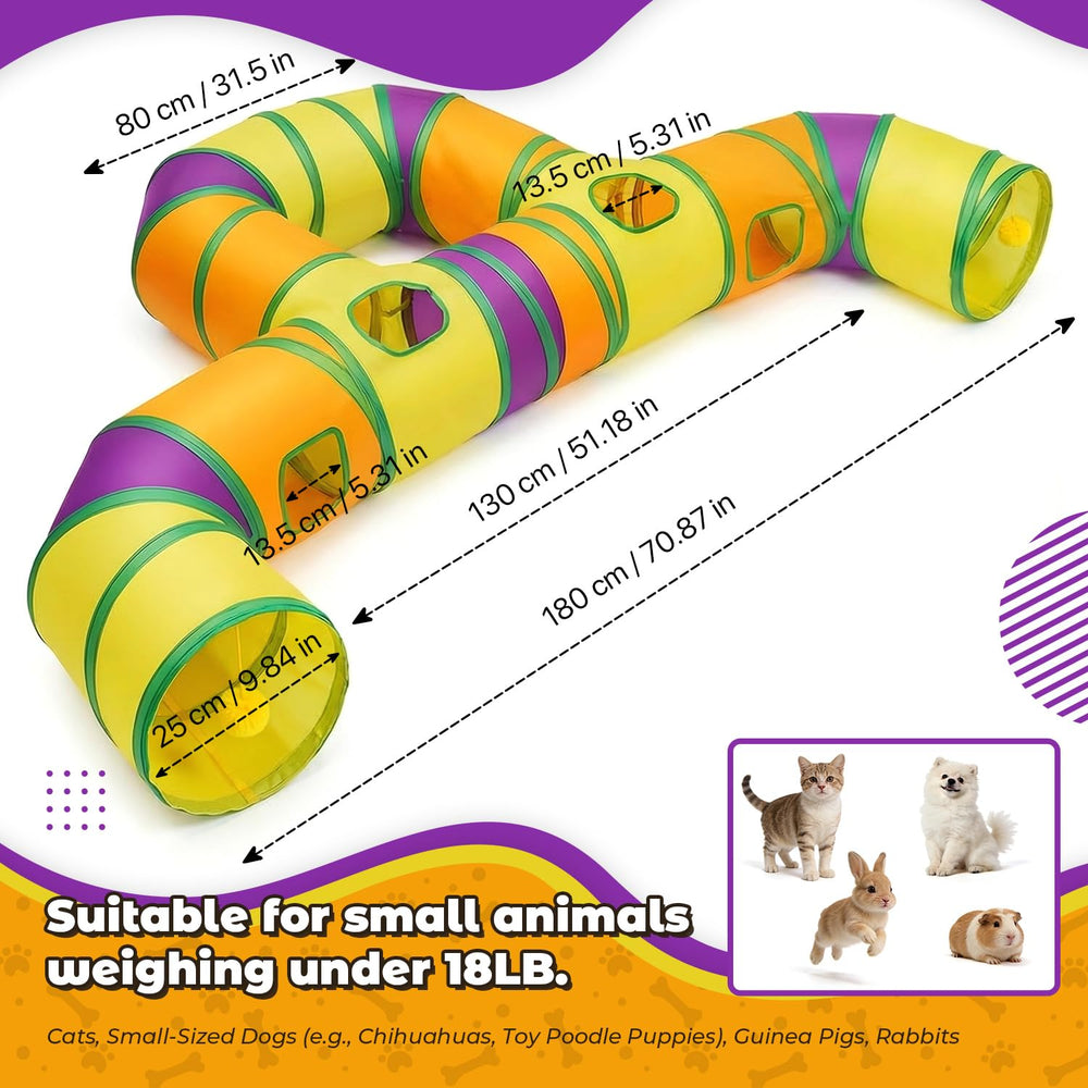 GUSTYLE Cat Tunnel large hanging pom-poms entice batting and hunting instincts