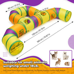 GUSTYLE Cat Tunnel large hanging pom-poms entice batting and hunting instincts