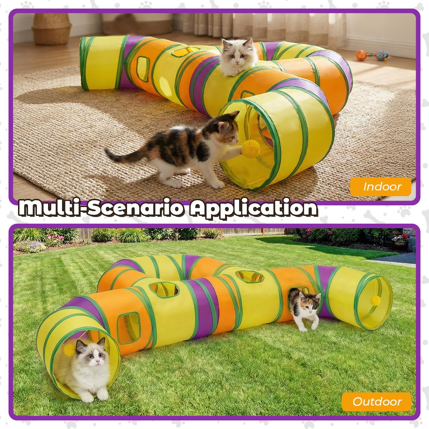 GUSTYLE Cat Tunnel large in-use scene shows interactive play and socializing
