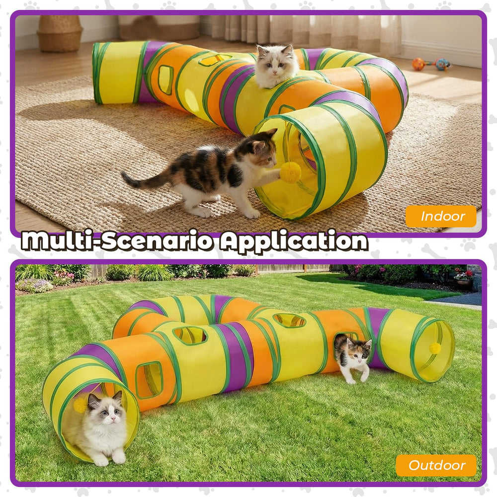 GUSTYLE Cat Tunnel large in-use scene shows interactive play and socializing
