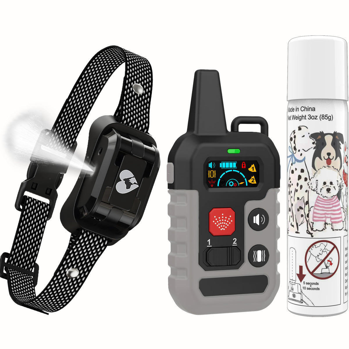 Gutes Leben citronella collar with remote control for humane dog training.