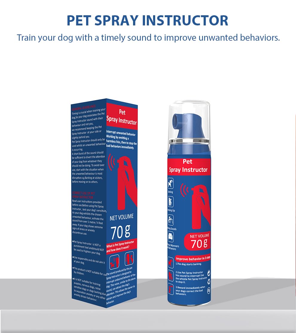 Gutes Leben Dog Instructor Spray usage tips illustration.