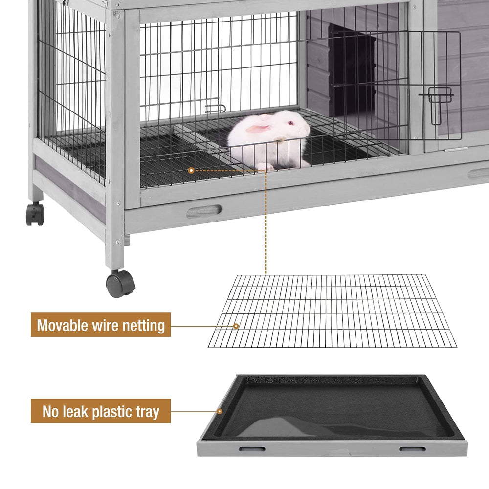 GUTINNEEN rabbit cage on wheels enables effortless indoor-outdoor relocation.