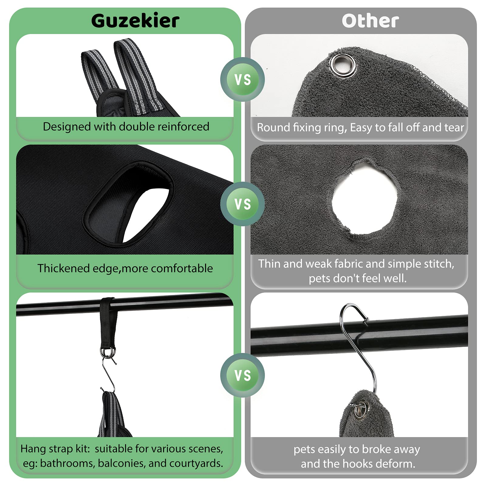 Guzekier hammock restraint bag stabilizes pets during sessions.