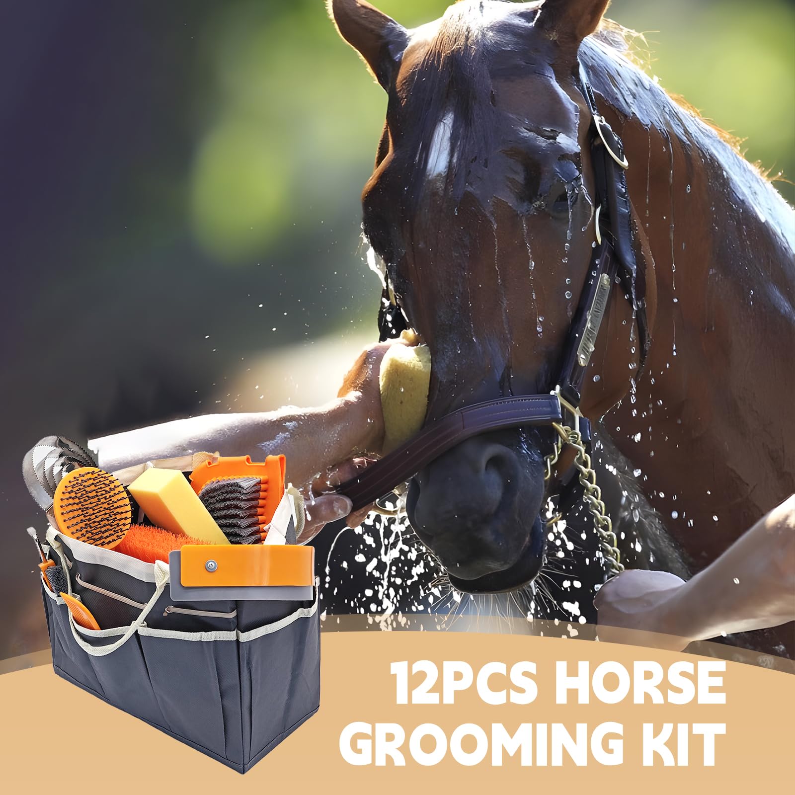 GuZhiYue horse grooming kit sponge for gentle cleaning and moisture control