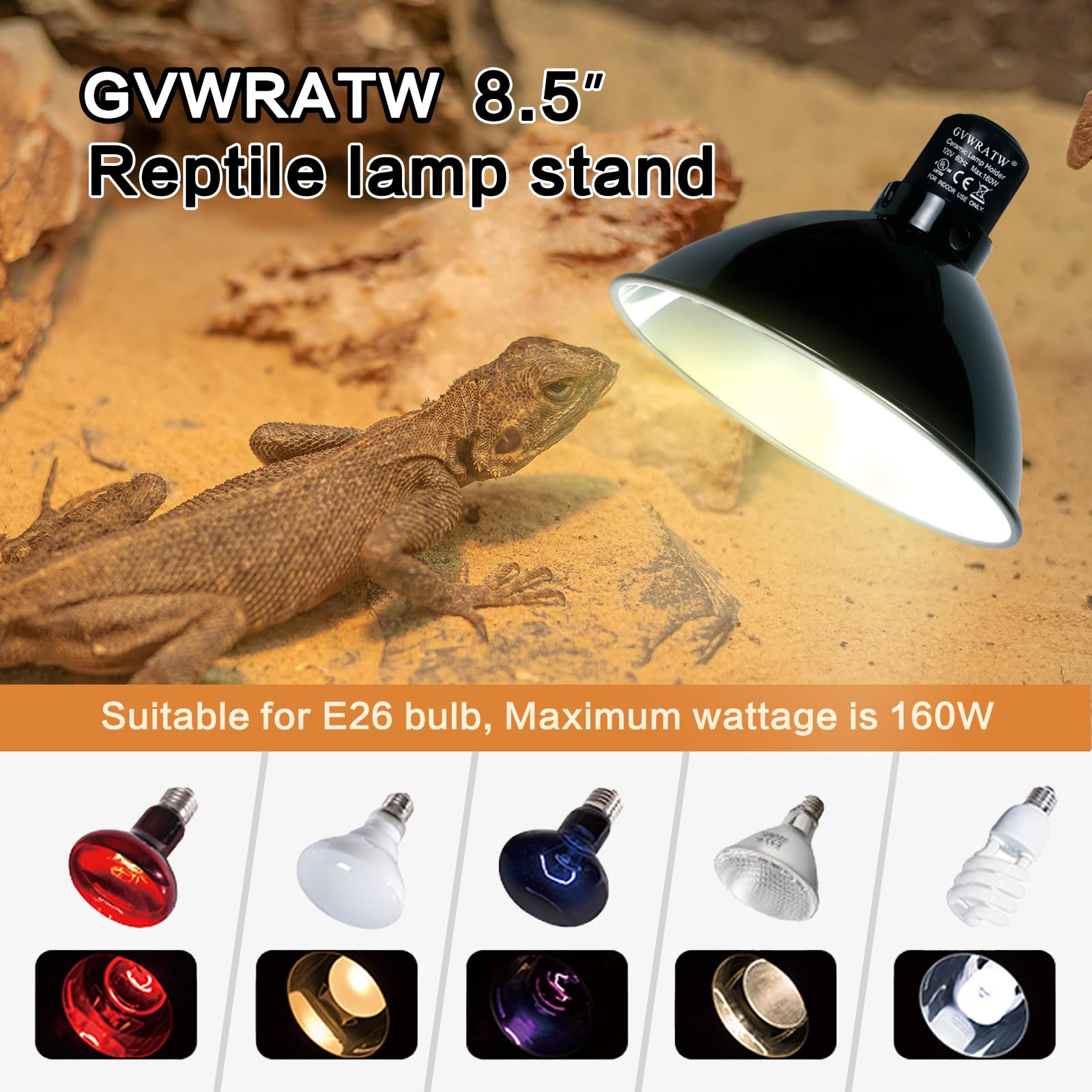 GVWRATW bulb compatibility with heat, UVB, and daylight bulbs