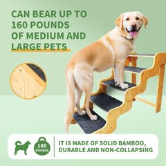 GXONE 5-step dog stairs for easy climb onto the bed.