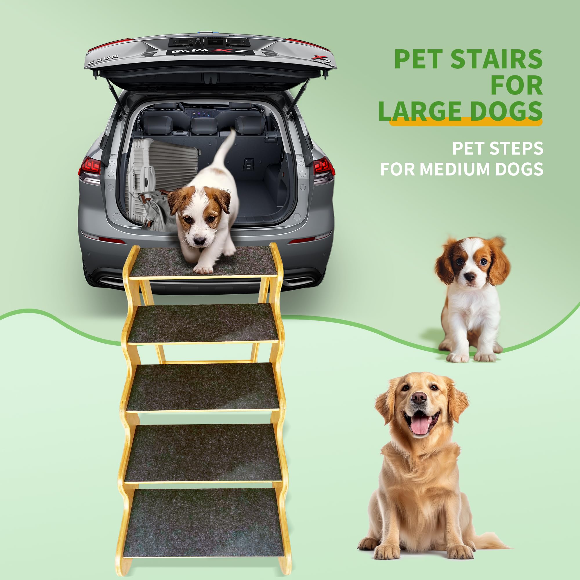 GXONE stairs placed on a sofa demonstrating easy pet access