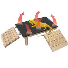 Gxsdj bearded dragon basking platform with wooden ramp for sunning