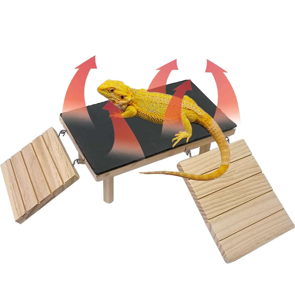 Gxsdj bearded dragon basking platform with climbing ramp for natural warmth and exploration.