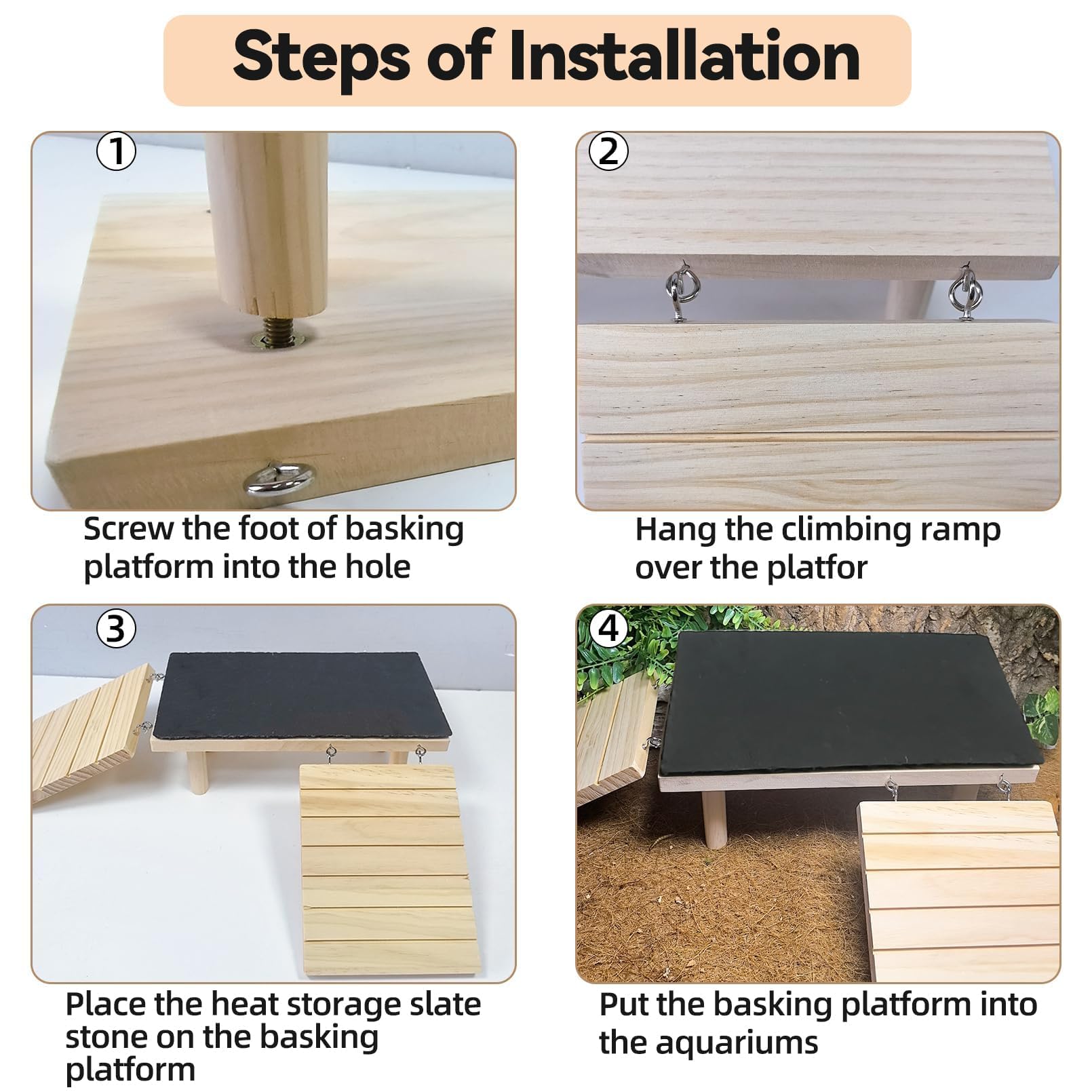 Gxsdj multi-use reptile habitat platform for basking and hiding