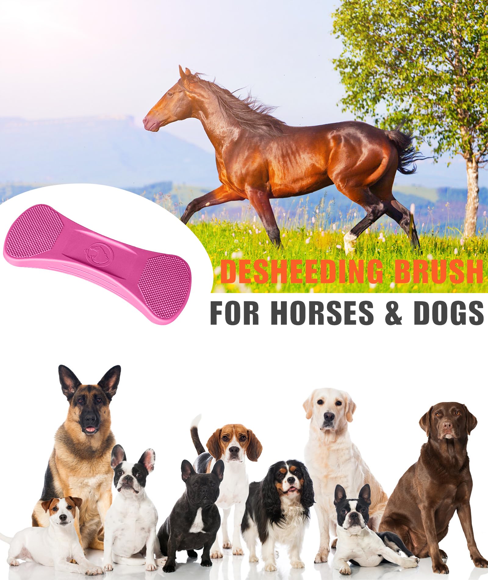 Gydoty grooming tool in use on horse for efficient shedding.